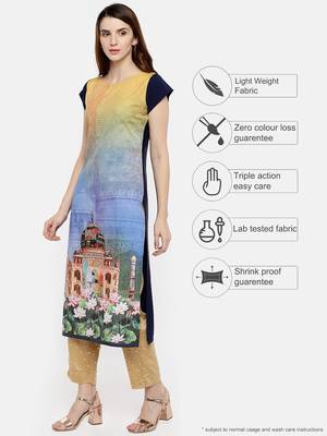 Multicolor printed crepe kurti 3