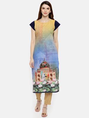 Multicolor printed crepe kurti 4