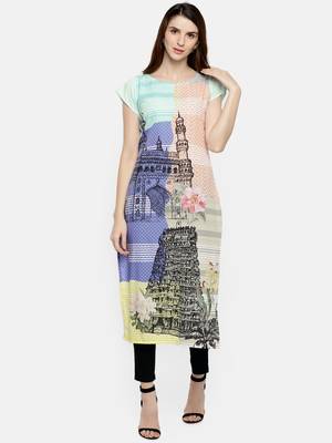 Multicolor printed crepe kurti 1