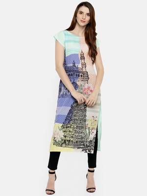 Multicolor printed crepe kurti 2