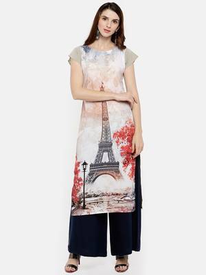 Multicolor printed crepe kurti 1