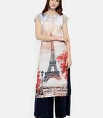 Multicolor printed crepe kurti