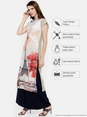 Multicolor printed crepe kurti 4