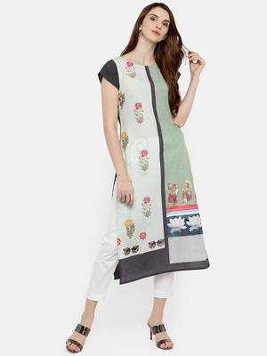 Multicolor printed crepe kurti 1