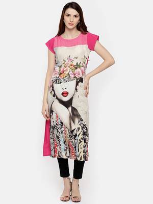 Multicolor printed crepe kurti 1