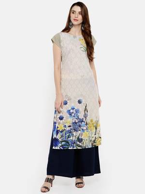 Multicolor printed crepe kurti 1