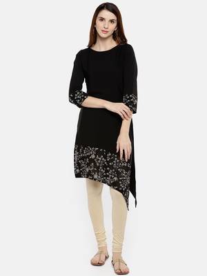 Black printed crepe kurti 2