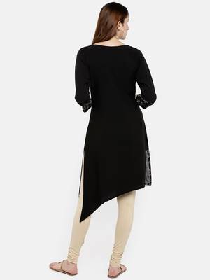 Black printed crepe kurti 3