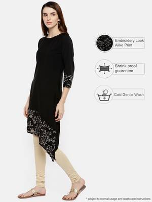 Black printed crepe kurti 4