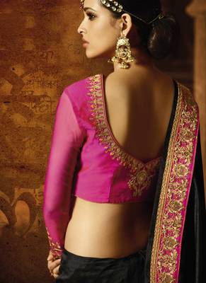 Black Embroidered Silk Saree With Blouse 3
