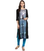 Black Color Straight Digital Print Kurta