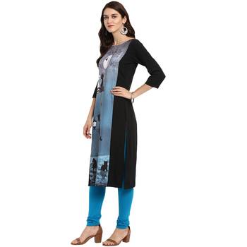 Black Color Straight Digital Print Kurta 4