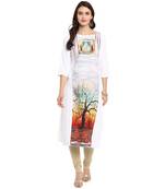 White Color Straight Digital Print Kurta