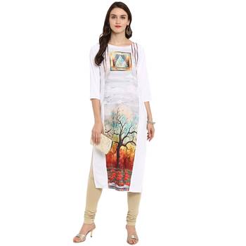 White Color Straight Digital Print Kurta 2