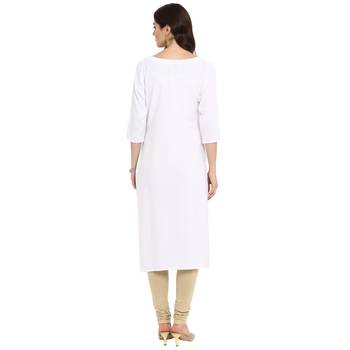 White Color Straight Digital Print Kurta 3