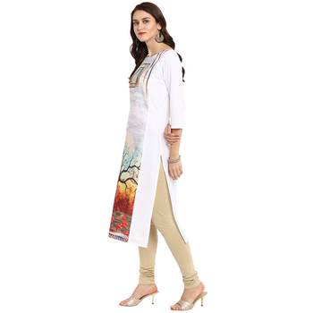 White Color Straight Digital Print Kurta 4