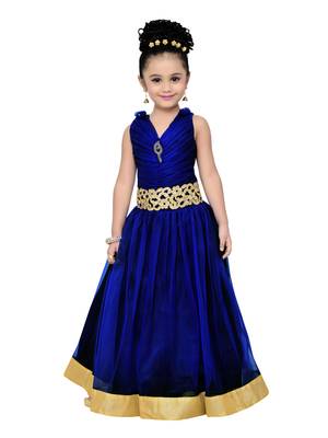 Navy Blue Kids Partywear Gown For Girls 1