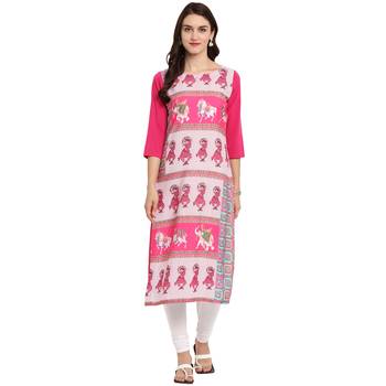 Pink Color Straight Digital Print Kurta 1