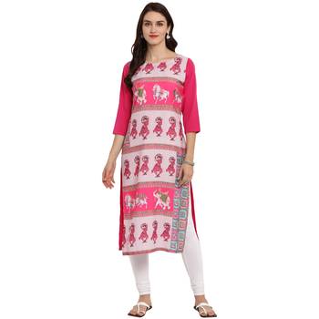 Pink Color Straight Digital Print Kurta 2
