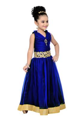 Navy Blue Kids Partywear Gown For Girls 2