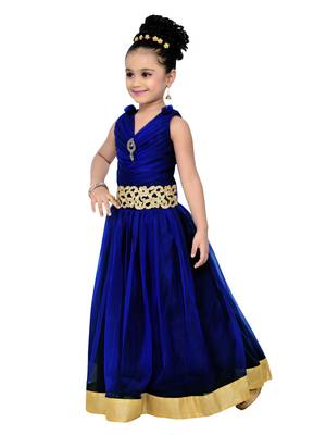 Navy Blue Kids Partywear Gown For Girls 3