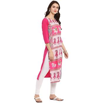 Pink Color Straight Digital Print Kurta 5