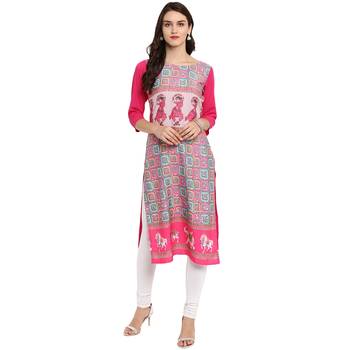 Pink Color Straight Digital Print Kurta 2