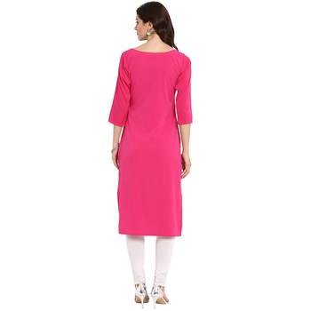 Pink Color Straight Digital Print Kurta 3