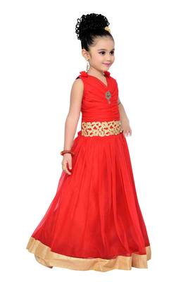 Red Kids Partywear Gown For Girls 2