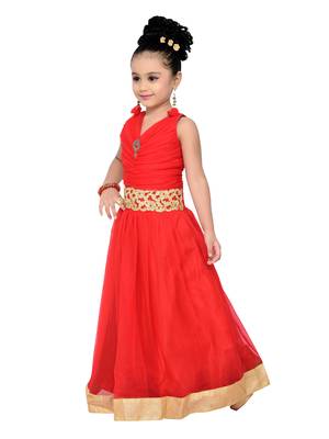Red Kids Partywear Gown For Girls 3