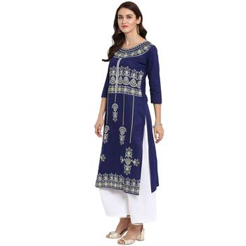 Blue Color Straight  Kurta Palazzo Set 4