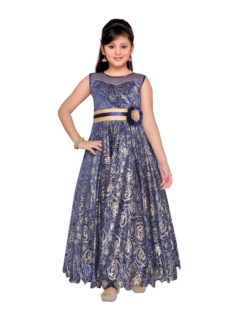 Blue Kids Partywear Gown For Girls