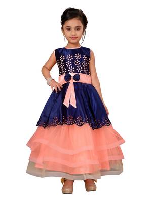 Peach Kids Partywear Gown For Girls 1