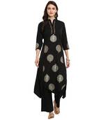 Black Color A-Line Foil Print Kurta