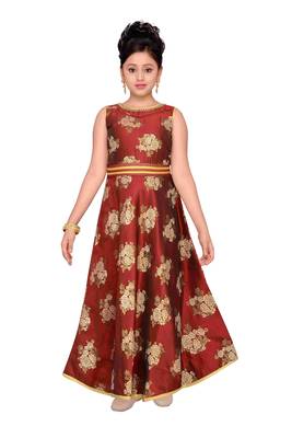 Maroon Kids Partywear Gown For Girls 1