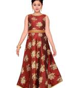 Maroon Kids Partywear Gown For Girls
