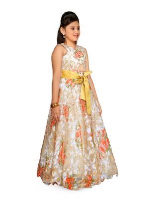 Orange Kids Partywear Gown For Girls 1