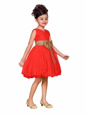 Red Kids Partywear Frock 2