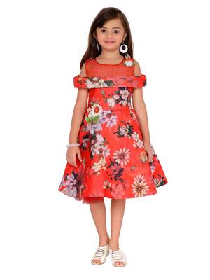 Red Kids Partywear Frock 1