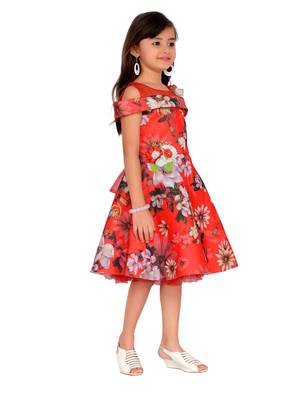 Red Kids Partywear Frock 2