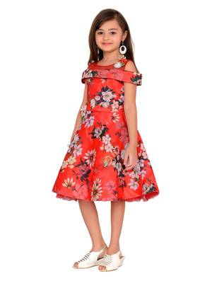 Red Kids Partywear Frock 3