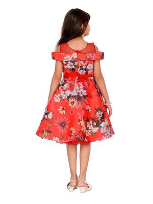 Red Kids Partywear Frock 4
