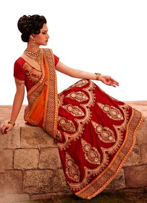 Red Net Embroiderred Bridal Lehengas 2