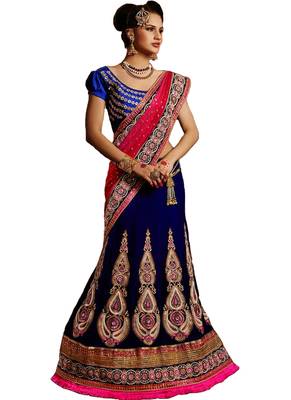 Blue Net Embroiderred Bridal Lehengas 1