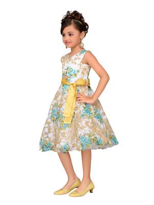 Green Kids Partywear Frock 1