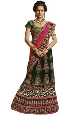 Green Net Embroiderred Bridal Lehengas 1