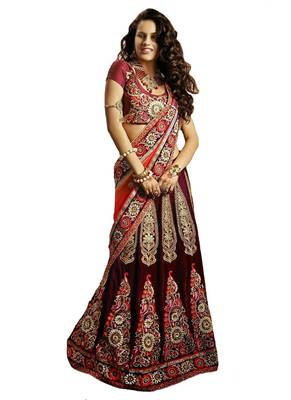Red Net Embroiderred Bridal Lehengas 1