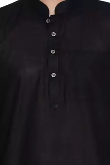 Black Linen Pathani Khan Suit Set