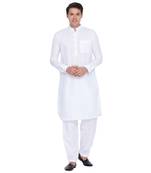 White Linen Pathani Khan Suit Set