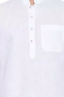 White Linen Pathani Khan Suit Set